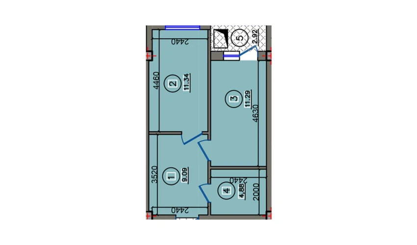 1-комнатная квартира 39.44 м²  4/10 этаж | Жилой комплекс Qibray City