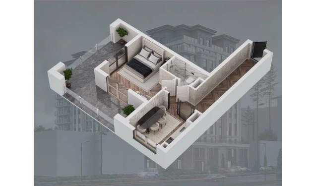 3-xonali xonadon 57.5 m²  12/12 qavat | Bunyodobod Turar-joy majmuasi