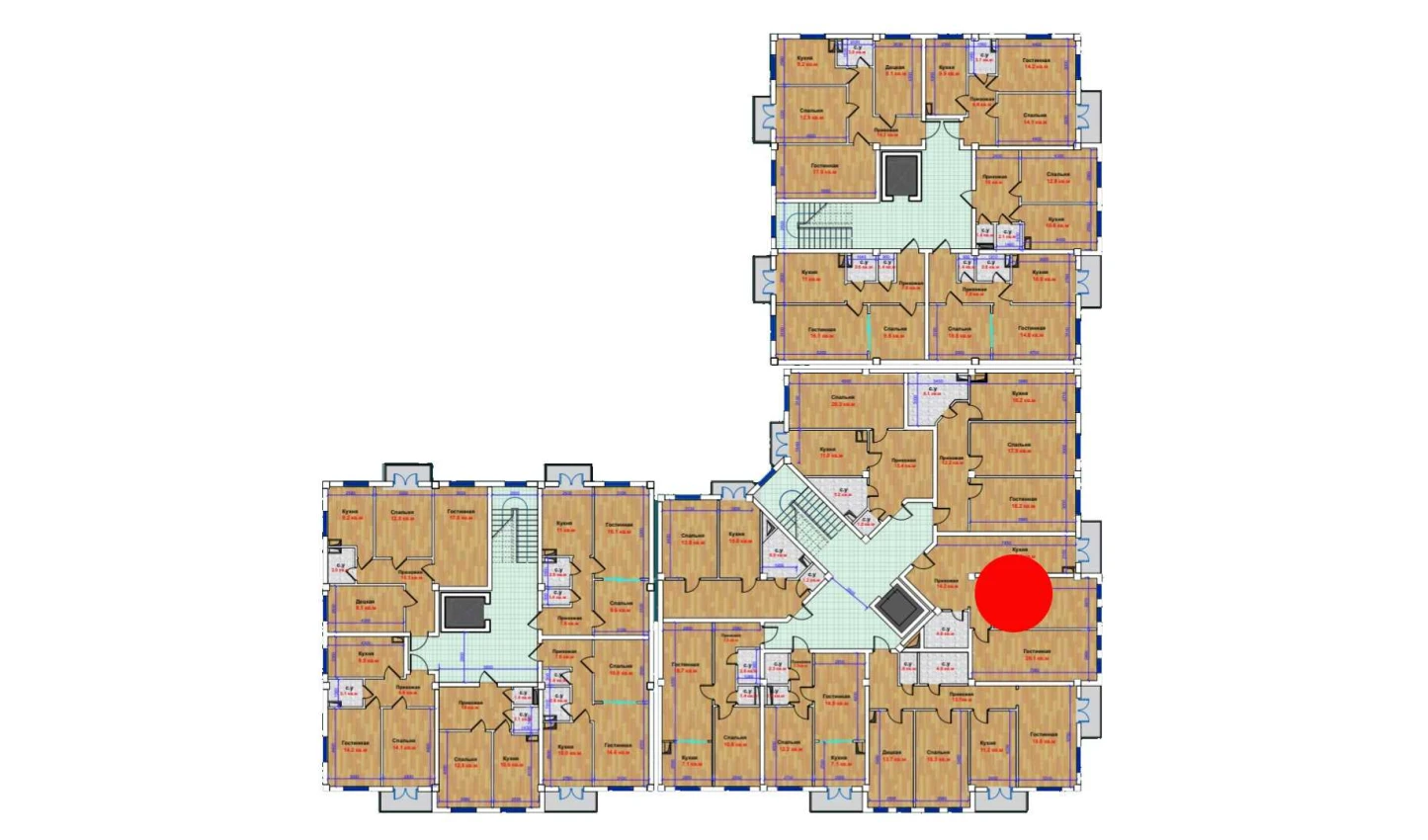 2-xonali xonadon 68.7 m²  5/9 qavat | MBG Turar-joy majmuasi