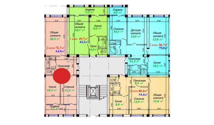 2-xonali xonadon 72.7 m²  1/7 qavat | Bunyodkor Turar-joy majmuasi