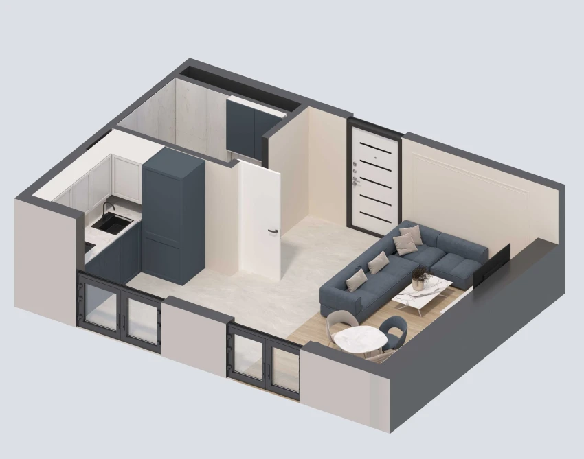 1-xonali xonadon 28.57 m²  12/14 qavat | PARVOZ Turar-joy majmuasi