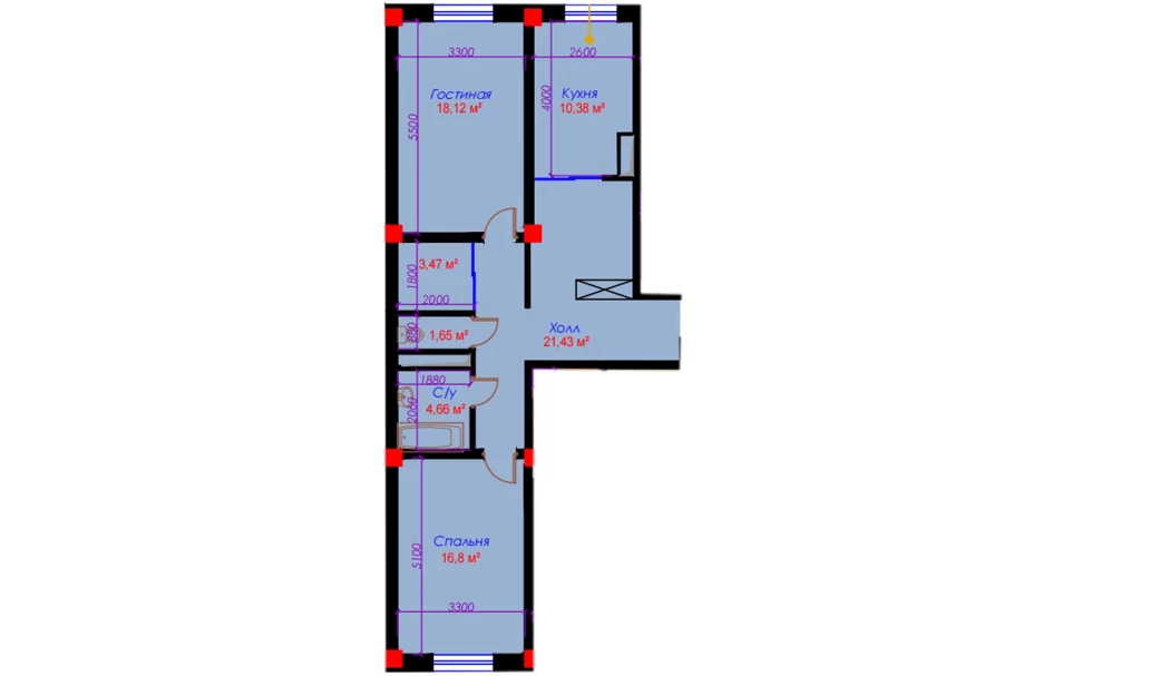 2-комн. квартира 76.6 м²  10/10 этаж | Жилой комплекс Ko'kcha-Oqtepa