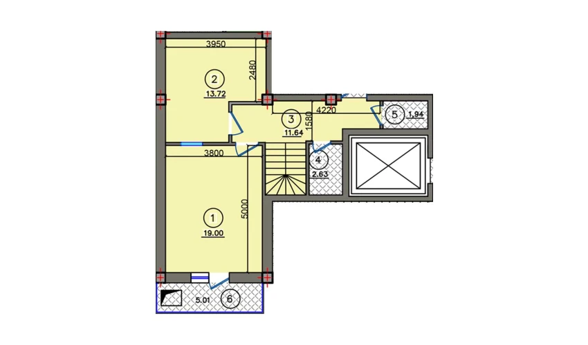 1-xonali xonadon 53.94 m²  10/10 qavat | Qibray City Turar-joy majmuasi