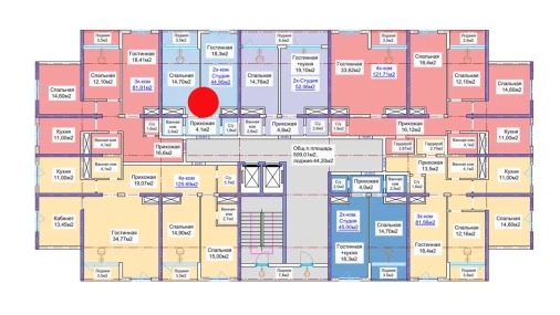 2-xonali xonadon 44.9 m²  3/16 qavat | ELITE ECO CITY Turar-joy majmuasi