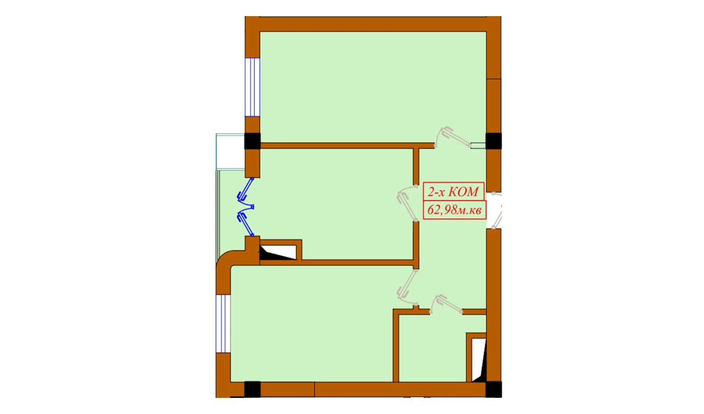 2-xonali xonadon 62.98 m²  11/12 qavat | Aviasozlar Plaza Turar-joy majmuasi