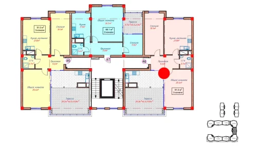 2-комнатная квартира 91 м²  10/10 этаж | Жилой комплекс Orzular