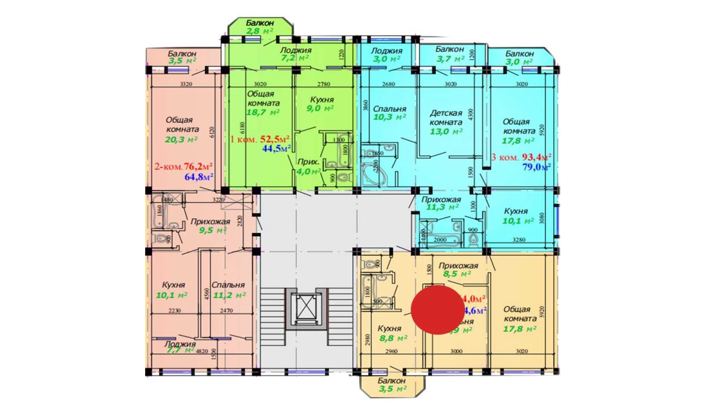 2-комн. квартира 64 м²  4/7 этаж | Жилой комплекс Bunyodkor