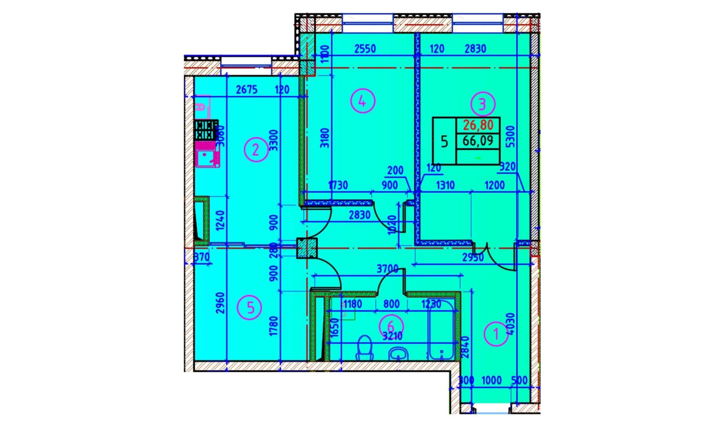2-комн. квартира 66.09 м²  2/10 этаж | Жилой комплекс YANGIOBOD RESIDENCE