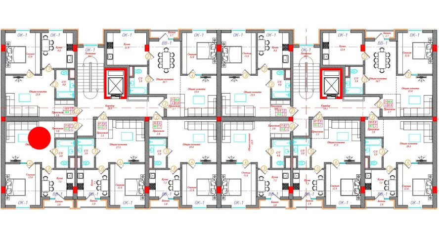 2-комн. квартира 57.6 м²  3/12 этаж | Жилой комплекс CHINARA PARK