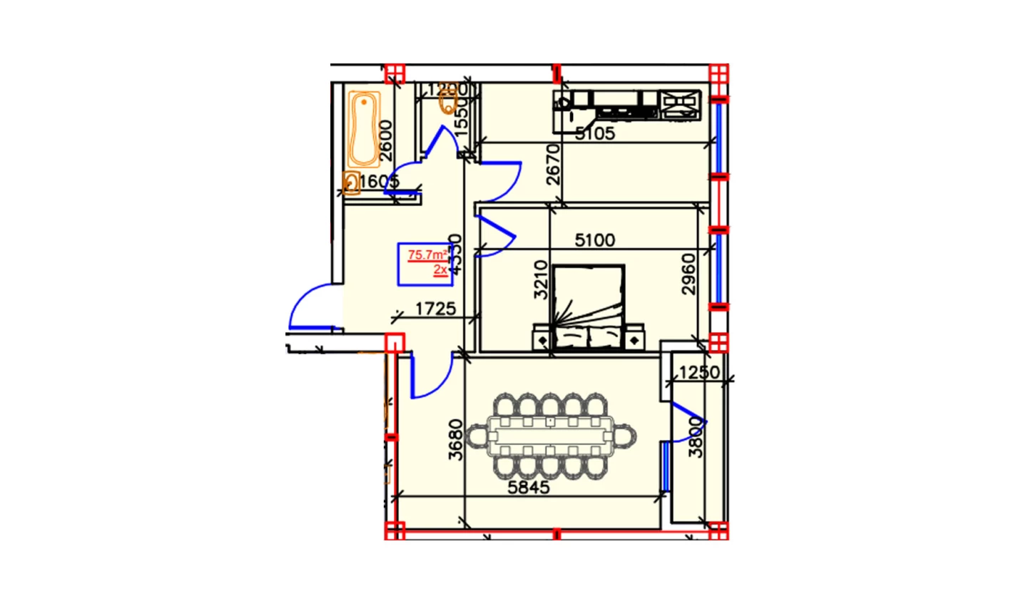 2-комн. квартира 75.7 м²  5/8 этаж | Жилой комплекс Mustaqillik Avenue