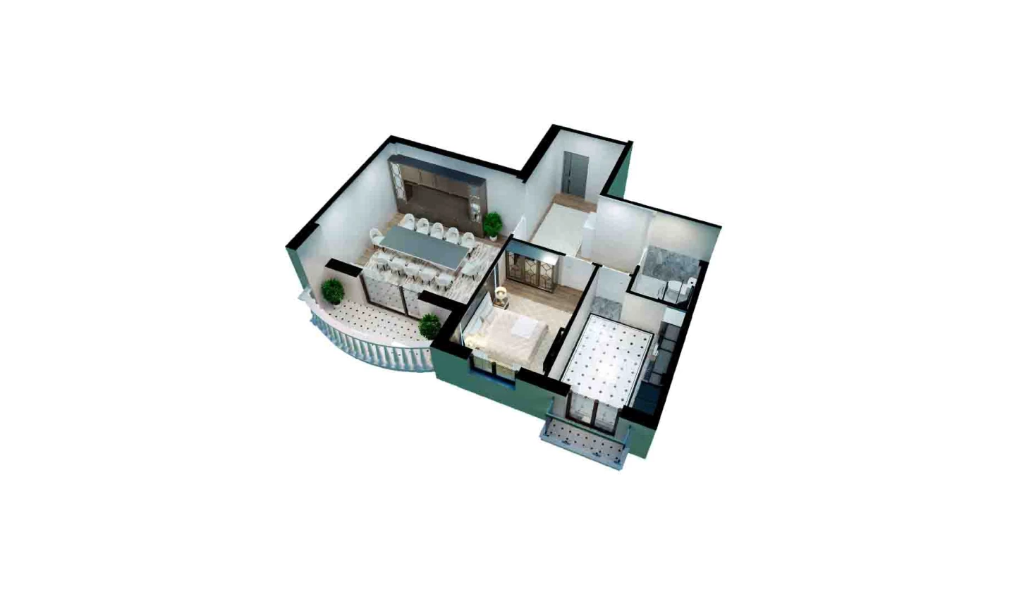 2-комн. квартира 70.7 м²  3/13 этаж | Жилой комплекс Bog'dod City