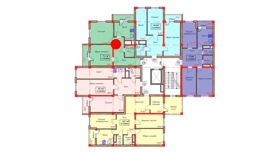 2-xonali xonadon 73.1 m² 6/9 qavat | Orzular Turar-joy majmuasi 2-xonali xonadon 73.1 m² 6/9 qavat | Orzular Turar-joy majmuasi