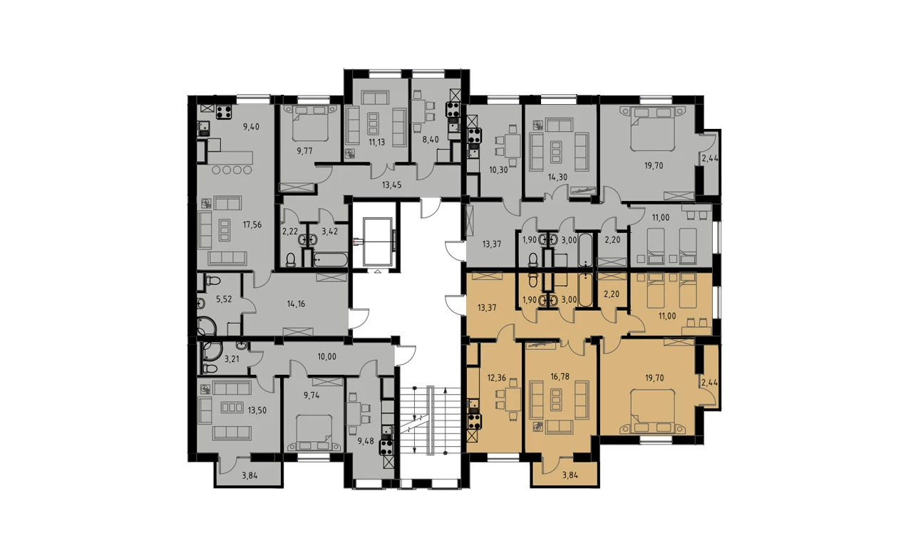 3-xonali xonadon 82.19 m²  2/9 qavat | MINGCHINOR Turar-joy majmuasi