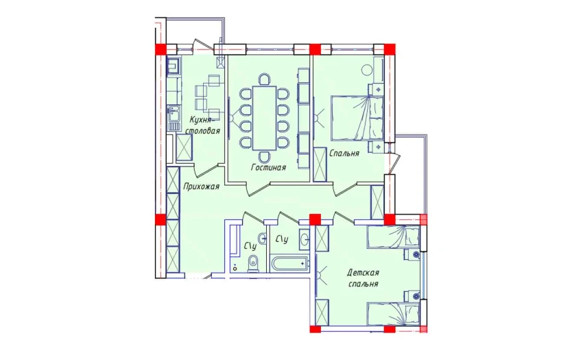 7-комнатная квартира 154.4 м²  7/8 этаж | Жилой комплекс STAR HOUSE RESIDENCE