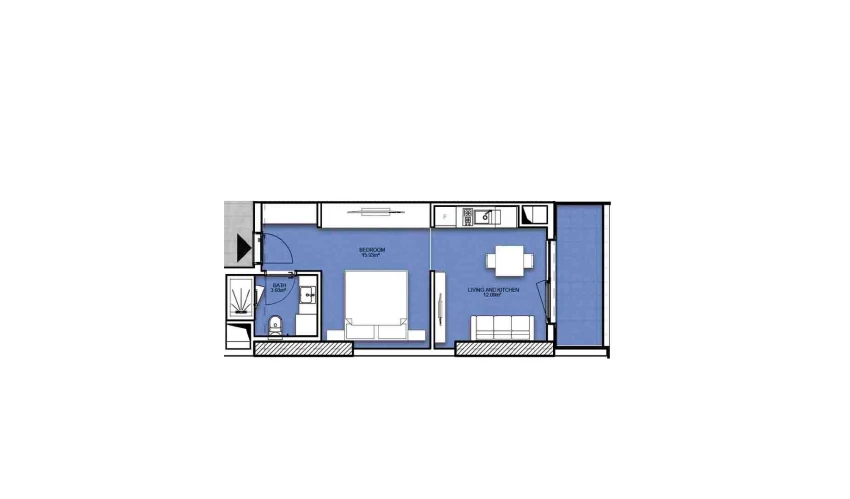 1-комнатная квартира 39.07 м²  5/19 этаж | Жилой комплекс Resim Taşkent