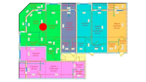 2-xonali xonadon 62.4 m²  6/16 qavat | DO'MBIROBOD RESIDENCE Turar-joy majmuasi