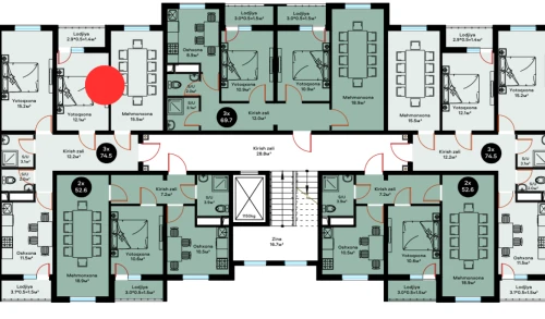 3-комнатная квартира 74.5 м²  3/9 этаж | Жилой комплекс YAQINLAR