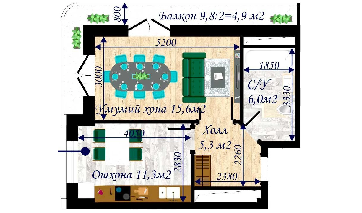 1-комн. квартира 50.4 м²  5/13 этаж | Жилой комплекс MEGAPOLIS А2