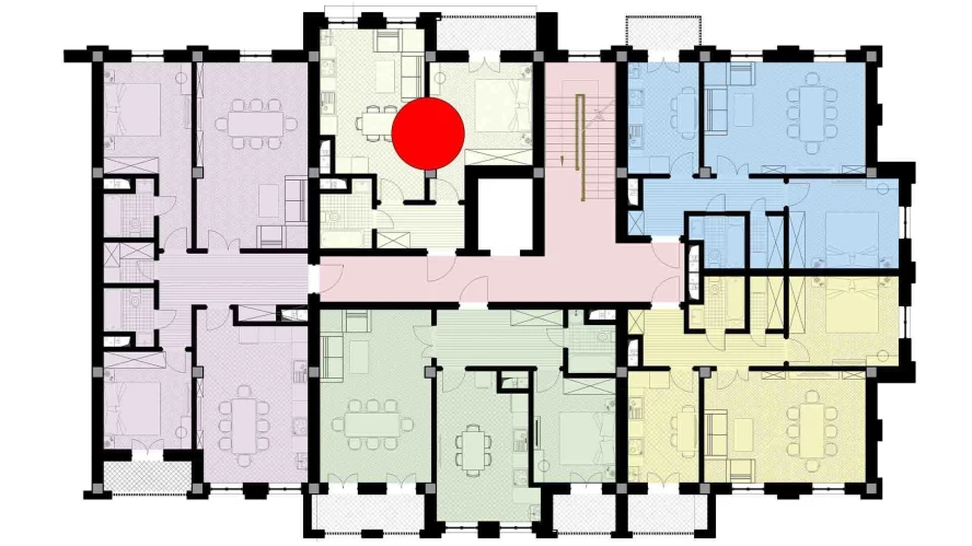 1-xonali xonadon 45.85 m²  2/9 qavat | SHARQ Turar-joy majmuasi