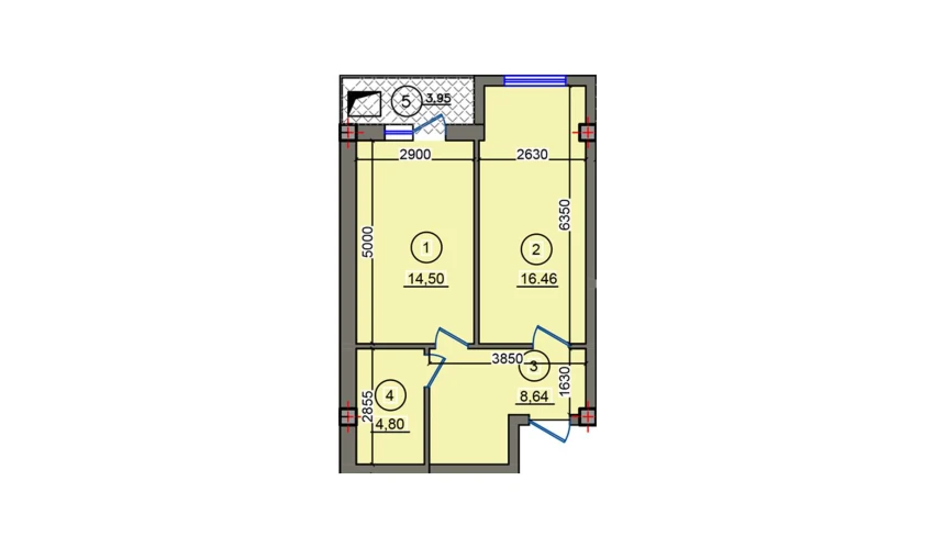 1-комнатная квартира 48.35 м²  3/10 этаж | Жилой комплекс Qibray City