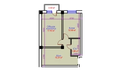 1-xonali xonadon 50.89 m²  2/10 qavat | Ko'kcha-Oqtepa Turar-joy majmuasi