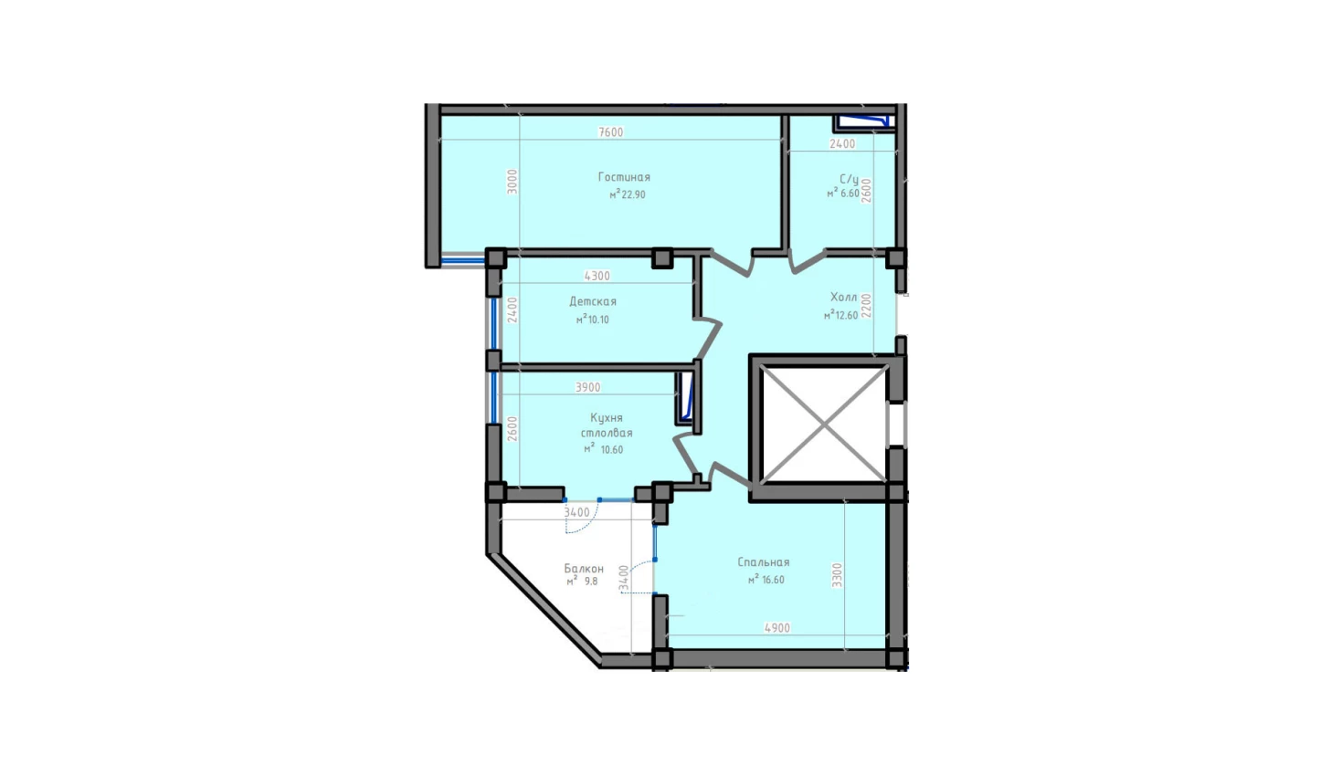 3-комн. квартира 94.1 м²  6/13 этаж | Жилой комплекс ORZU SAROYI