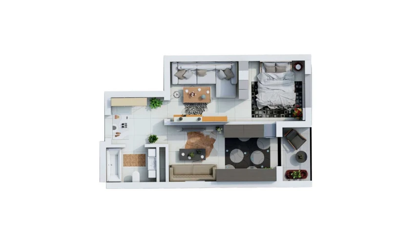 1-xonali xonadon 46.1 m²  4/17 qavat | UCHTEPA CITY Turar-joy majmuasi