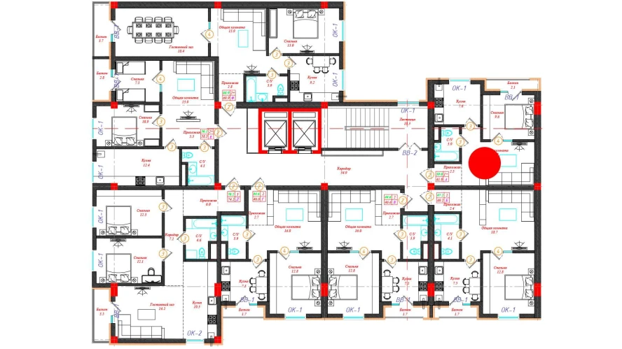 1-xonali xonadon 41 m²  10/12 qavat | CHINARA PARK Turar-joy majmuasi