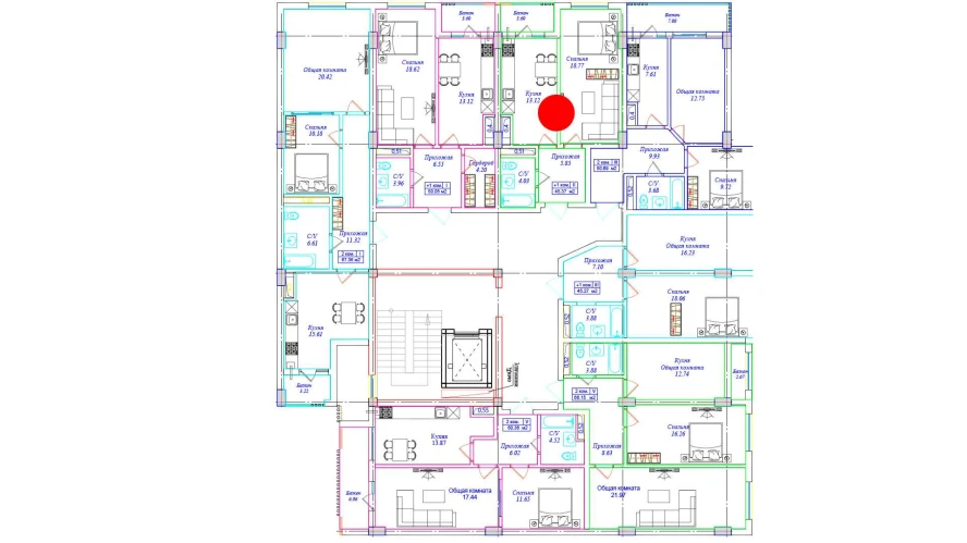 1-комн. квартира 45.37 м²  2/9 этаж | Жилой комплекс UCHTEPA CITY