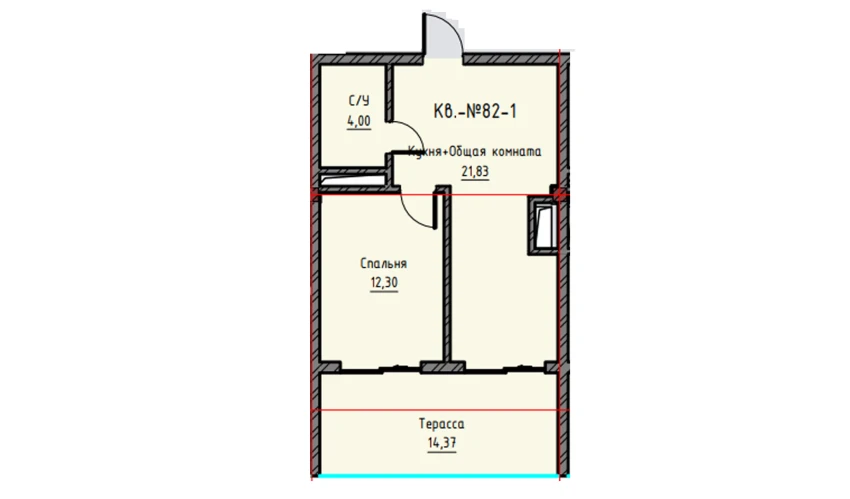1-комнатная квартира 52.5 м²  9/9 этаж | Жилой комплекс UCHTEPA CITY