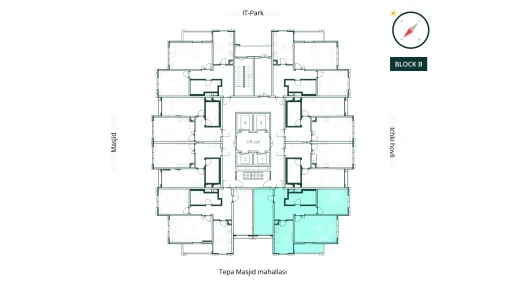 3-xonali xonadon 84.22 m²  22/26 qavat | SAF TOWERS Turar-joy majmuasi