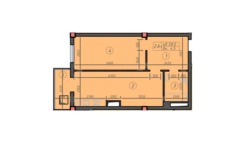 2-комнатная квартира 58 м²  5/12 этаж | Жилой комплекс Sokin hayot