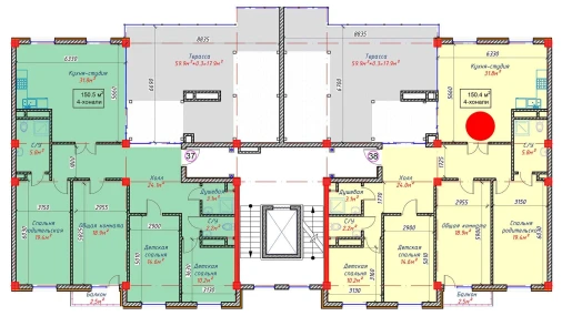 4-xonali xonadon 210.3 m²  8/8 qavat | SOHIL 1 Turar-joy majmuasi