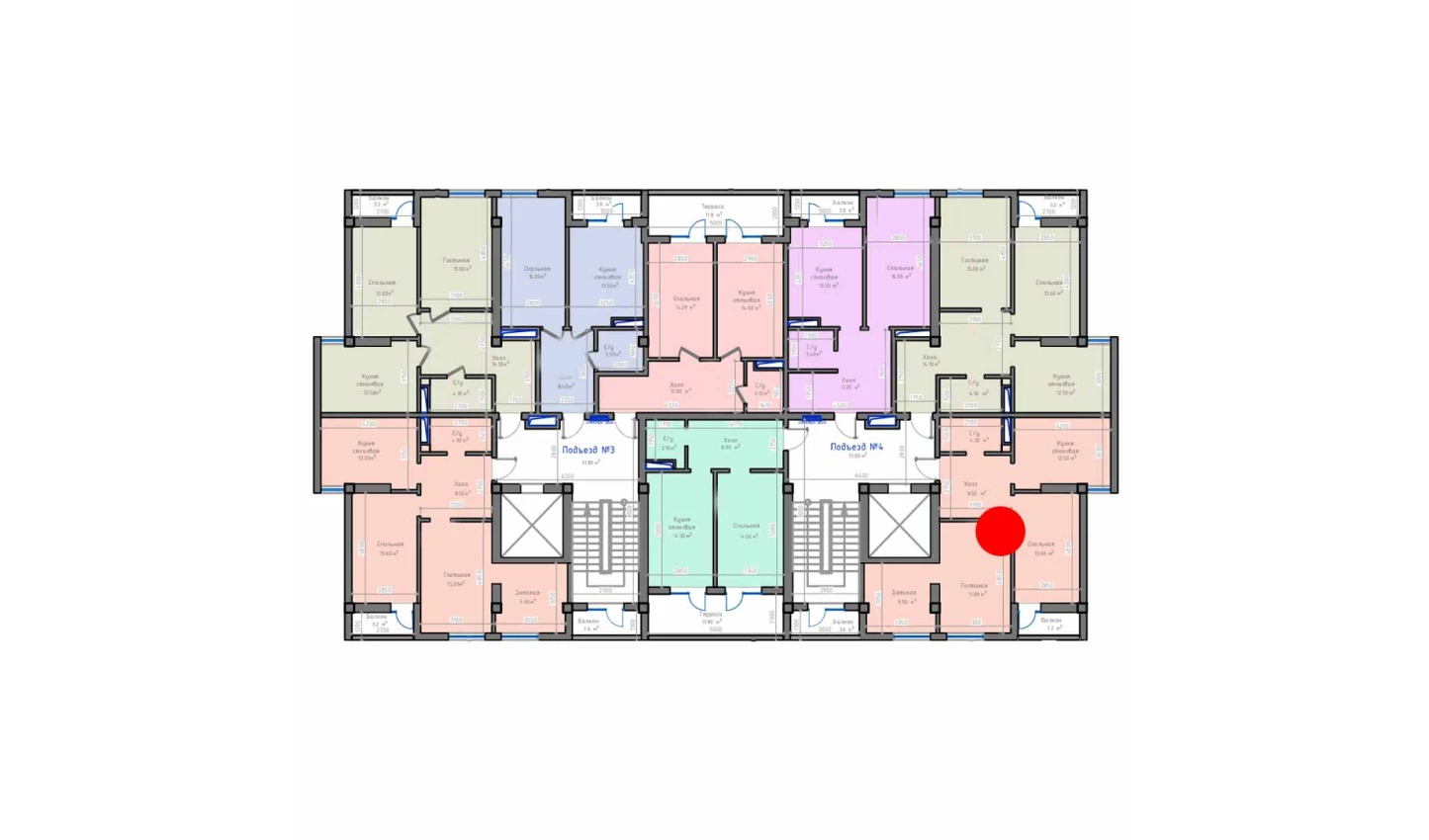 3-комн. квартира 69.5 м²  7/13 этаж | Жилой комплекс ORZU SAROYI