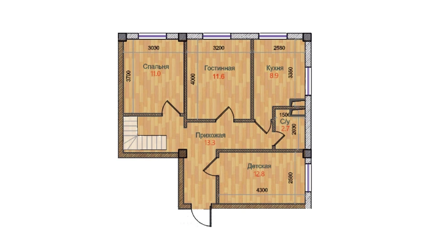 3-xonali xonadon 120.6 m²  1/6 qavat | MBG Turar-joy majmuasi
