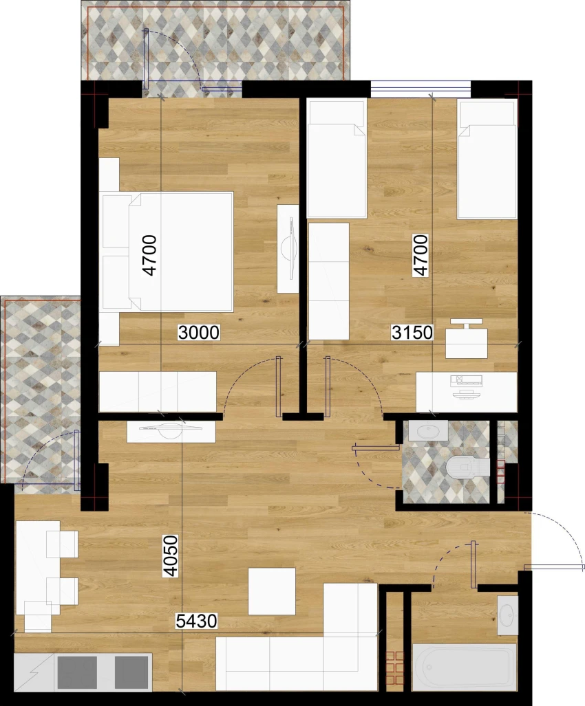 2-xonali xonadon 67.22 m²  6/7 qavat | O'ZBEGIM Turar-joy majmuasi