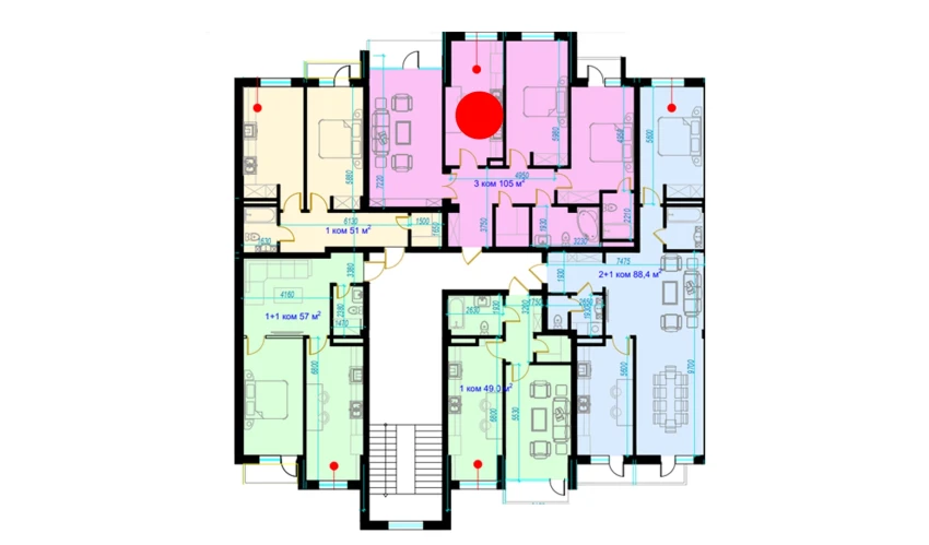 3-xonali xonadon 107 m²  1/9 qavat | Rohat Turar-joy majmuasi