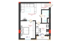 2-xonali xonadon 49.2 m²  6/12 qavat | CHINARA PARK Turar-joy majmuasi