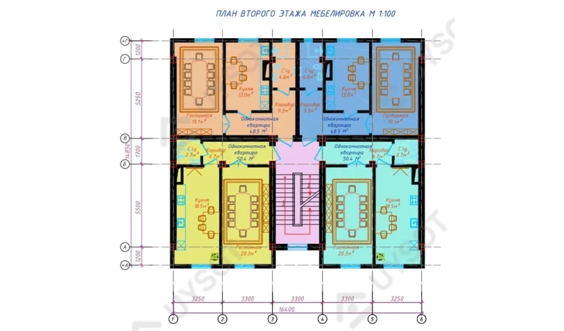 1-xonali xonadon 48.5 m²  2/3 qavat | Inter Drujba Turar-joy majmuasi