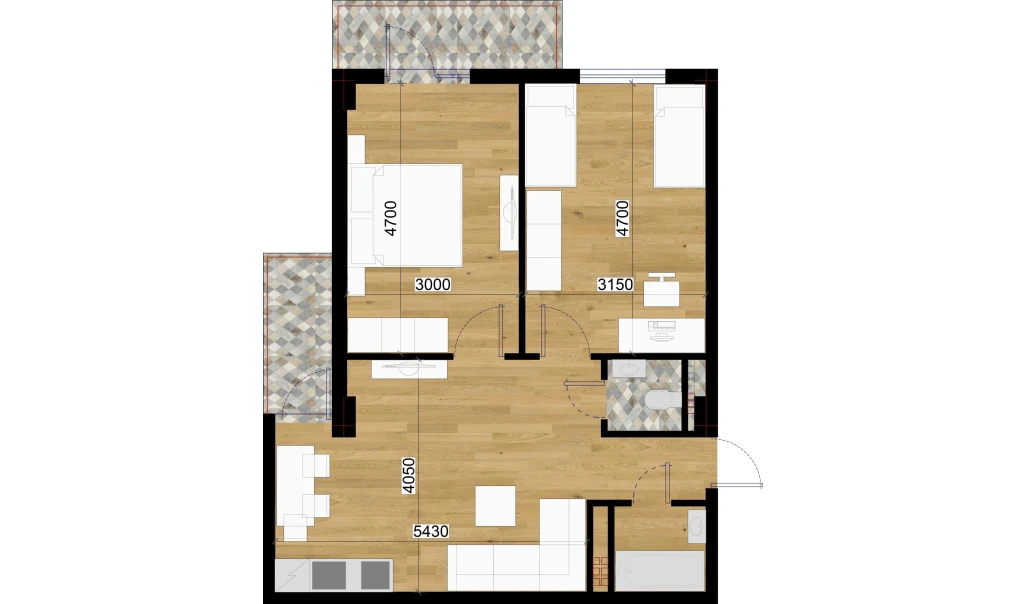 2-xonali xonadon 67.22 m²  3/7 qavat | O'ZBEGIM Turar-joy majmuasi