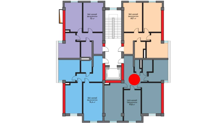 3-комн. квартира 97.8 м²  6/10 этаж | Жилой комплекс BRIDGE