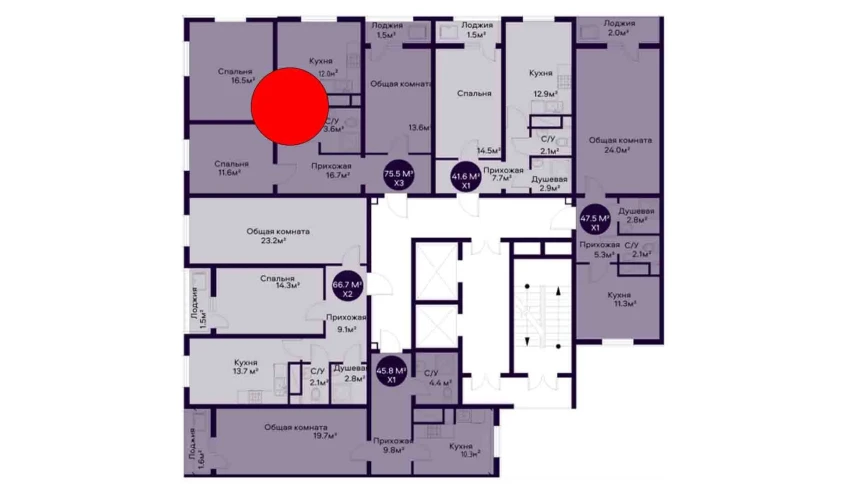 3-комнатная квартира 75.5 м²  2/9 этаж | Жилой комплекс YAQINLAR