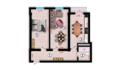 2-xonali xonadon 66.83 m²  5/10 qavat | Ko'kcha-Oqtepa Turar-joy majmuasi