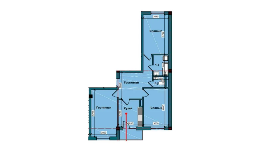 3-xonali xonadon 83 m²  3/9 qavat | NUR BARAKA Turar-joy majmuasi