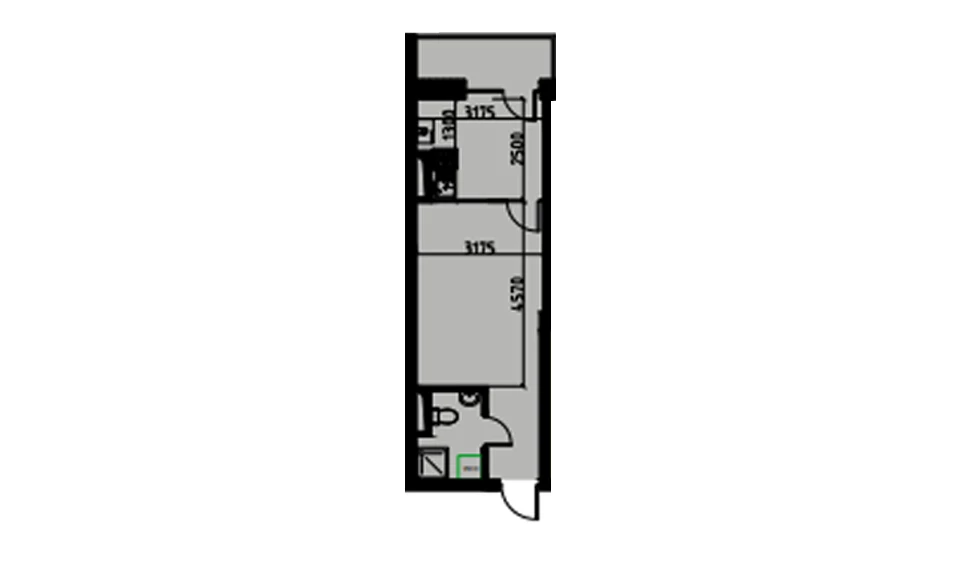1-xonali xonadon 29.24 m²  3/10 qavat | YANGIOBOD RESIDENCE Turar-joy majmuasi