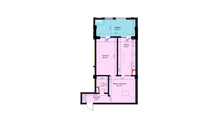 2-xonali xonadon 75.4 m²  11/14 qavat | Avia Palace Turar-joy majmuasi