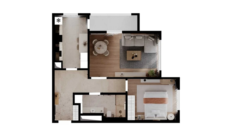 2-комнатная квартира 69.12 м²  10/26 этаж | Жилой комплекс SAF TOWERS