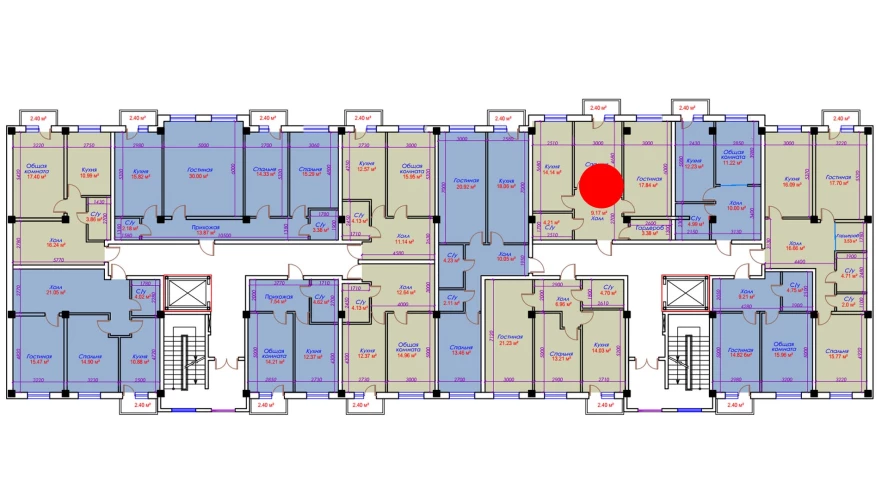 2-xonali xonadon 64.54 m²  6/10 qavat | Ko'kcha-Oqtepa Turar-joy majmuasi