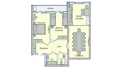 3-комнатная квартира 81.04 м²  5/16 этаж | Жилой комплекс EKO PARK
