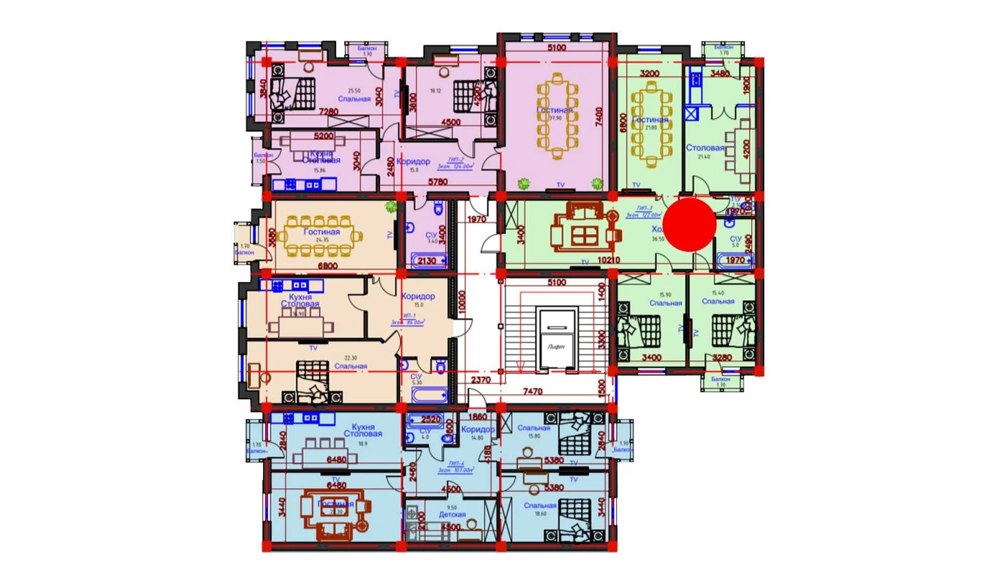 3-комн. квартира 122 м²  9/10 этаж | Жилой комплекс AFROSIYOB